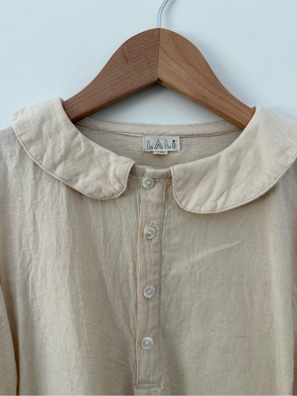 LALI Kids Cream Button-Down Top with Peter Pan Collar